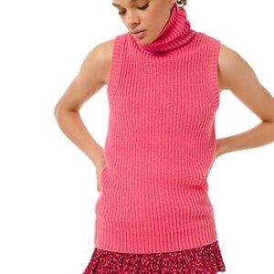Michael Kors Shaker Sleeveless Turtleneck pink L